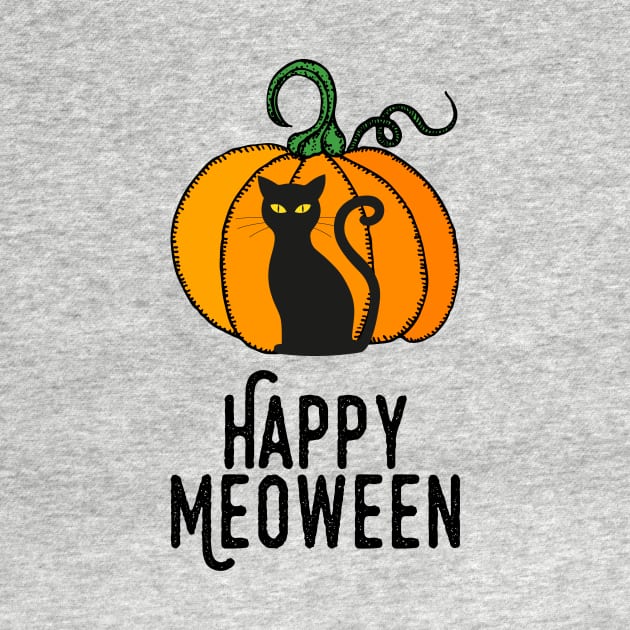 Happy Meoween – Halloween Pumpkin Cat by HighBrowDesigns